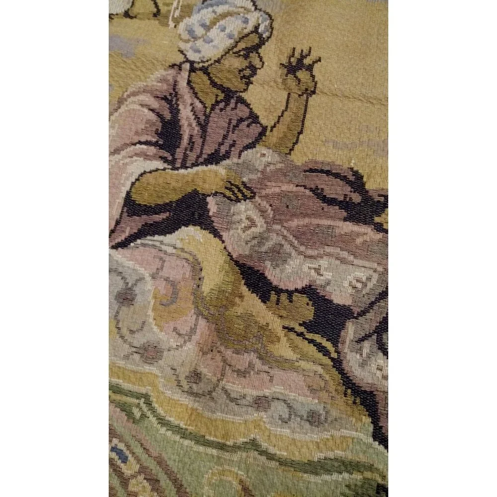 Antique Egyptian Revival Hand Woven Tapestry Middle Eastern Scene 48